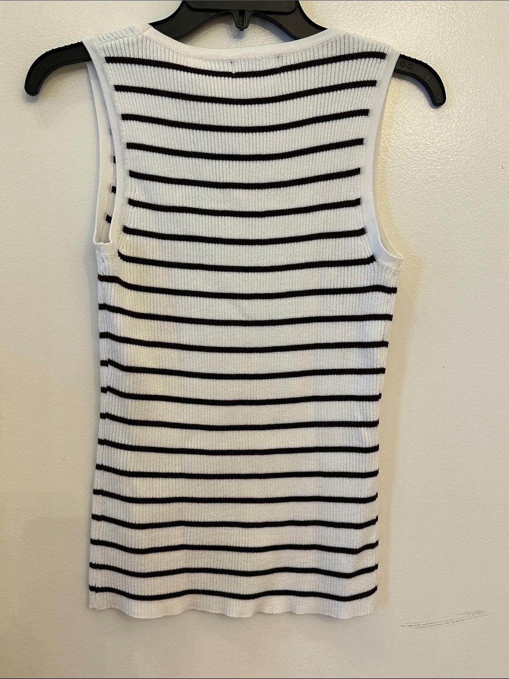 Tahari White and Brown Striped Ribbed Tank - Picture 3 of 4